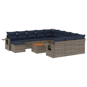13-teiliges Gartensofa-Set Grau Polyrattan