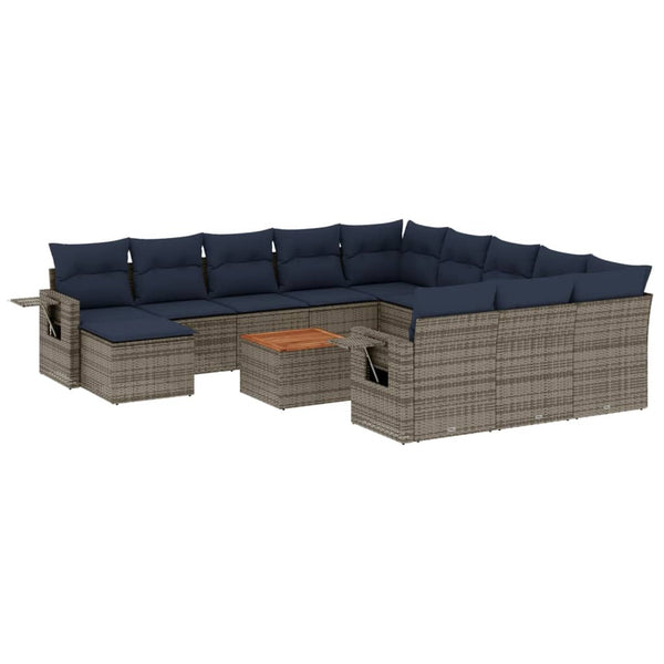 13-teiliges Gartensofa-Set Grau Polyrattan