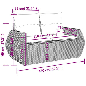 5-teiliges Gartensofa-Set mit Kissen