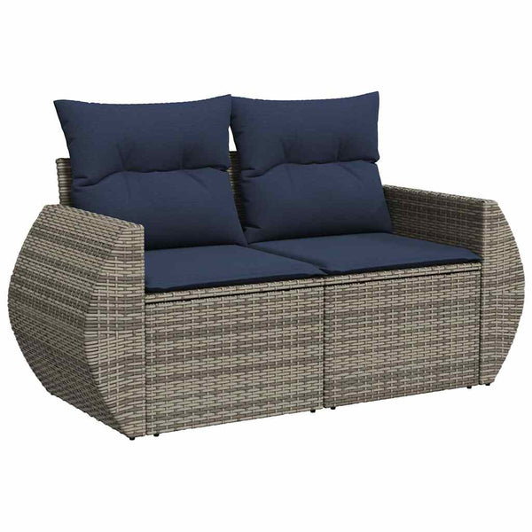 5-teiliges Gartensofa Set Grau Polyrattan
