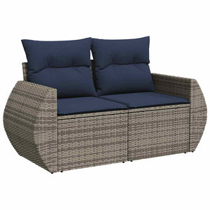 6-teiliges Gartensofa-Set Grau Polyrattan