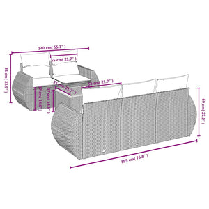 6-teiliges Gartensofa-Set Grau Polyrattan