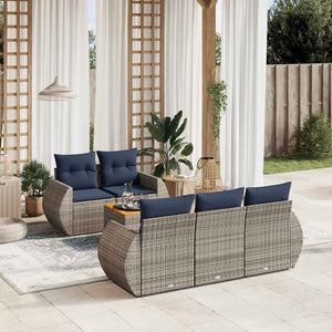 6-teiliges Gartensofa-Set Grau Polyrattan