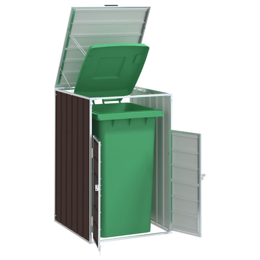 Mülltonnenbox für 1 Tonne, Stahl Braun