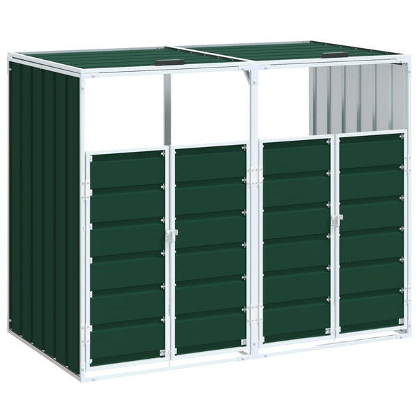 vidaXL Cache-poubelle pour 2 poubelles vert 144x81x113 cm acier