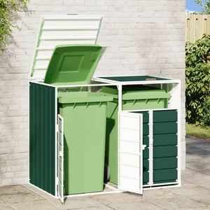 vidaXL Cache-poubelle pour 2 poubelles vert 144x81x113 cm acier