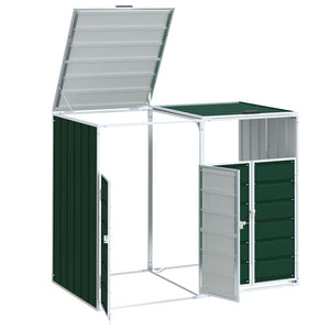 vidaXL Cache-poubelle pour 2 poubelles vert 144x81x113 cm acier