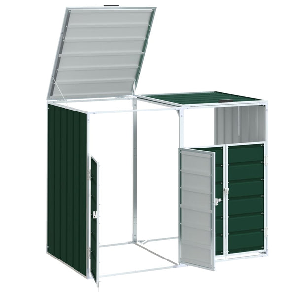 vidaXL Cache-poubelle pour 2 poubelles vert 144x81x113 cm acier