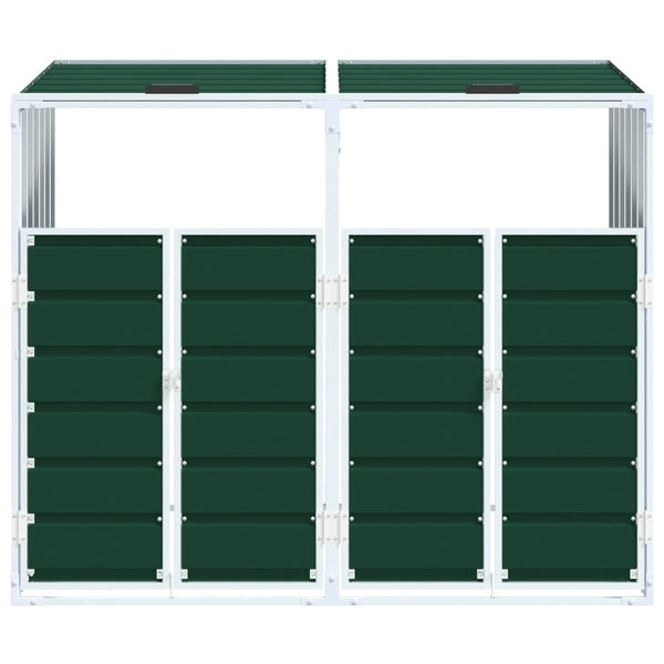 vidaXL Cache-poubelle pour 2 poubelles vert 144x81x113 cm acier