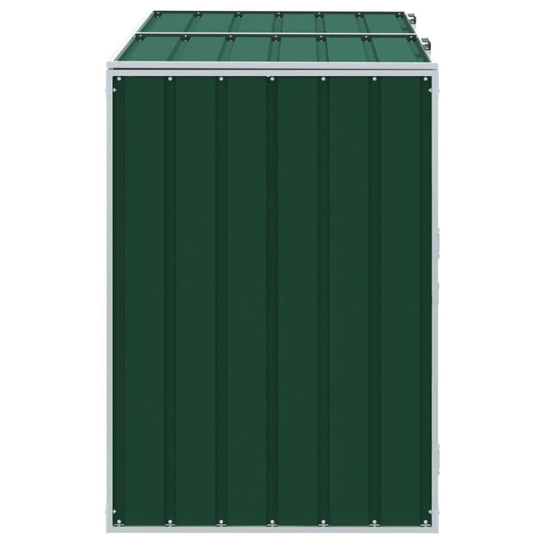 vidaXL Cache-poubelle pour 2 poubelles vert 144x81x113 cm acier