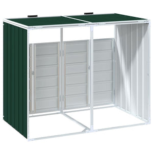 vidaXL Cache-poubelle pour 2 poubelles vert 144x81x113 cm acier