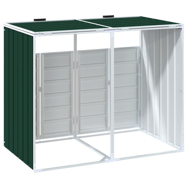 vidaXL Cache-poubelle pour 2 poubelles vert 144x81x113 cm acier