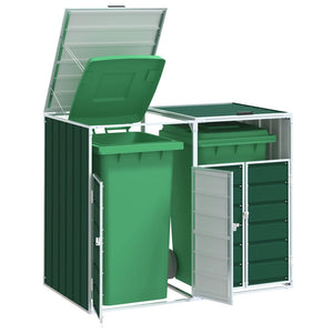 vidaXL Cache-poubelle pour 2 poubelles vert 144x81x113 cm acier