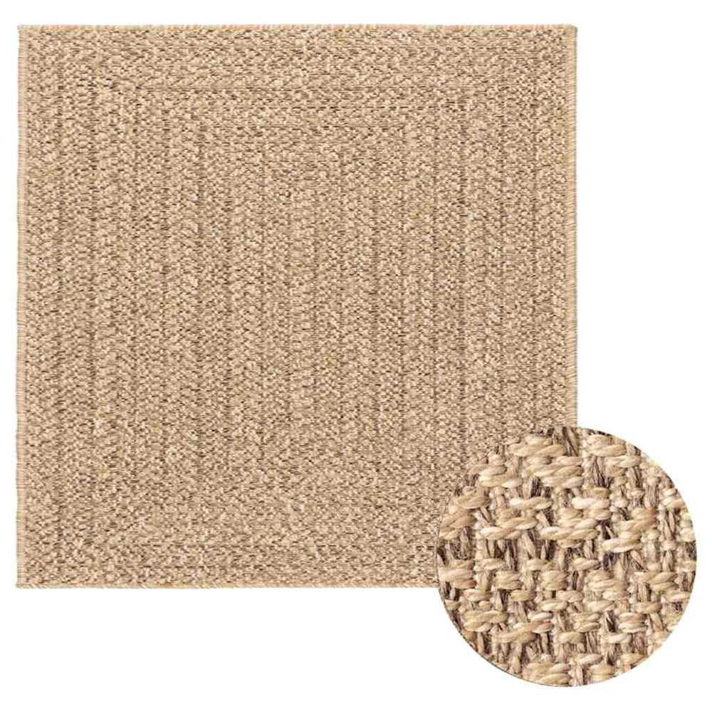ZIZUR Teppich 200x200 cm Jute-Optik In- & Outdoor