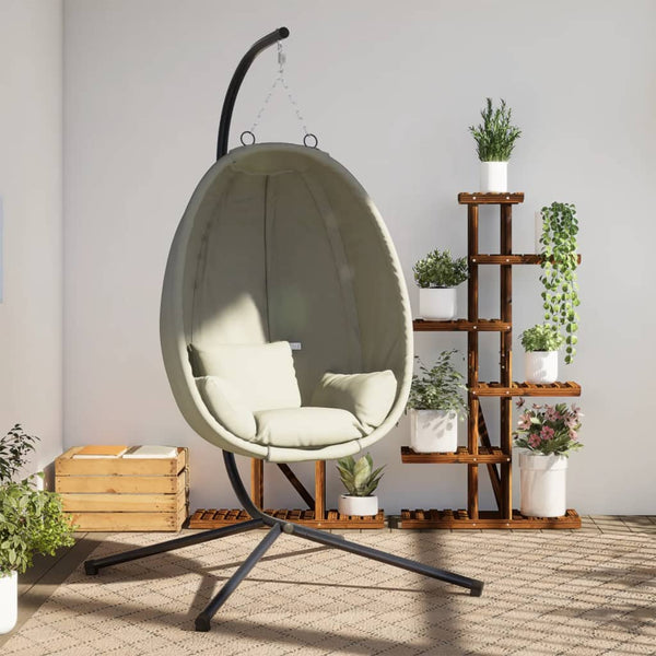 Hängesessel Ei-Design mit Ständer, Beige