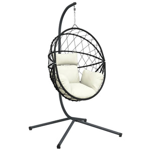 Hängesessel Ei-Design mit Ständer, Beige
