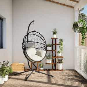 Hängesessel Ei-Design mit Ständer, Beige