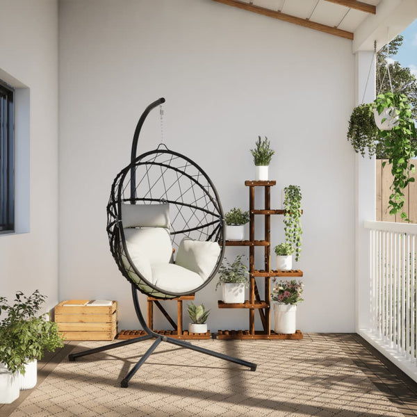Hängesessel Ei-Design mit Ständer, Beige