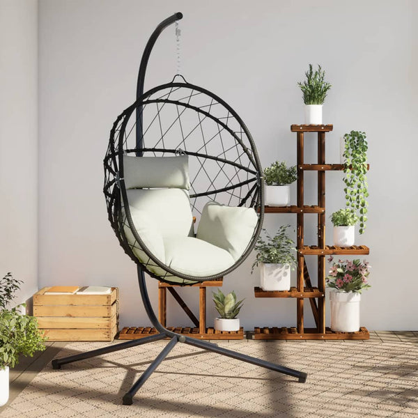 Hängesessel Ei-Design mit Ständer, Beige