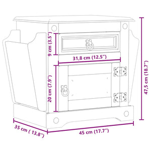 Corona Nachttisch Kiefer Massivholz 45x35x47,5 cm