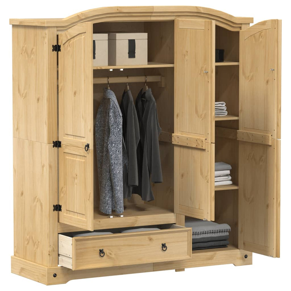 Massivholz Kleiderschrank Kiefer 151,5x52x170 cm