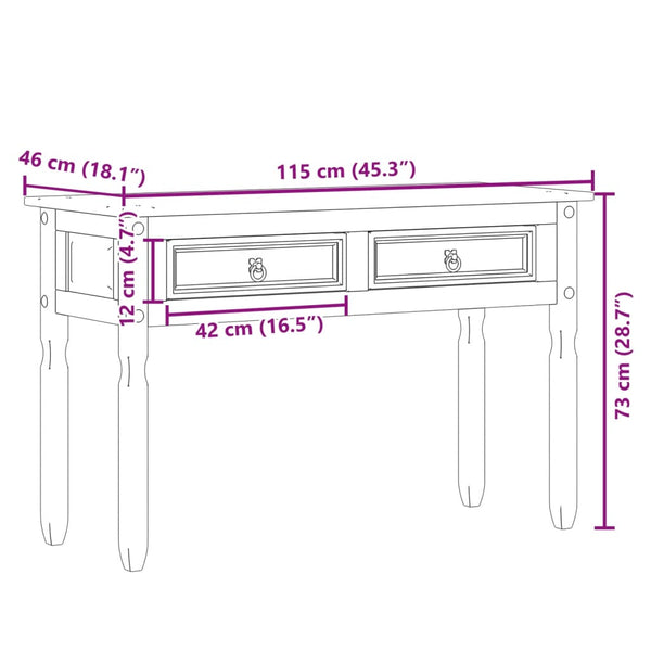 Konsolentisch Corona Kiefer Massivholz 115 cm