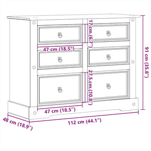 Massivholz Kommode Corona Kiefer 112cm