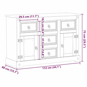 Sideboard Kiefer Massivholz 112 cm