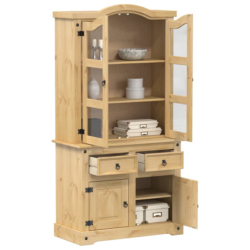 Massivholz Vitrine Kiefer 100x48,5x179 cm