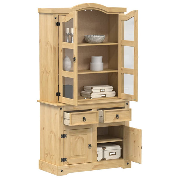 Massivholz Vitrine Kiefer 100x48,5x179 cm
