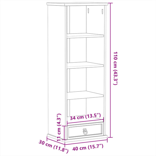 CD-Schrank Corona Kiefer Massivholz 110cm