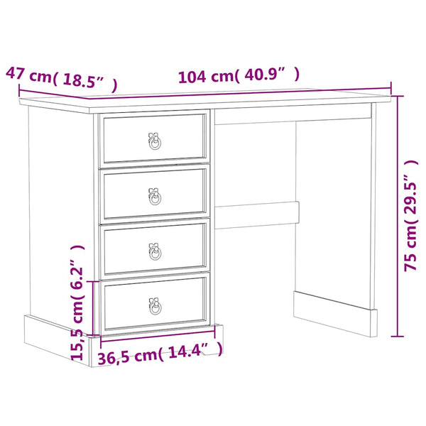Schminktisch Kiefer Massivholz 104 cm