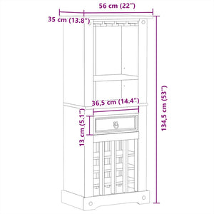 Weinregal Corona Kiefer Massivholz 56x35x134,5 cm