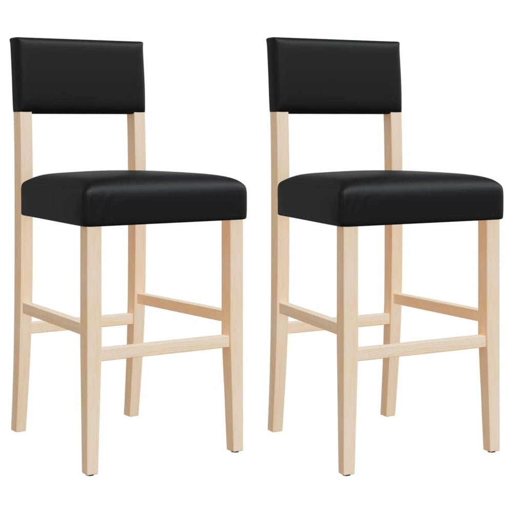 Barstühle 2er Set Gummibaum Kunstleder