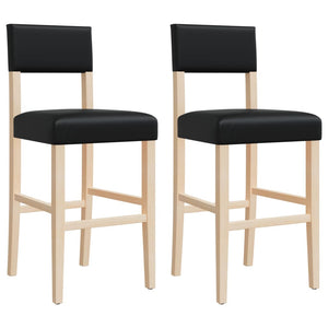 Barstühle 2er Set Gummibaum Kunstleder