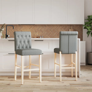 Barstühle 2er Set Massivholz Stoff