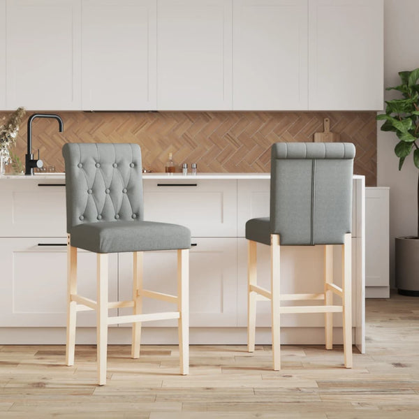 Barstühle 2er Set Massivholz Stoff