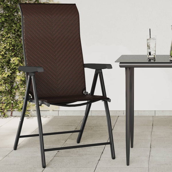 Klappbare Gartenstühle 2er Set Braun Rattan