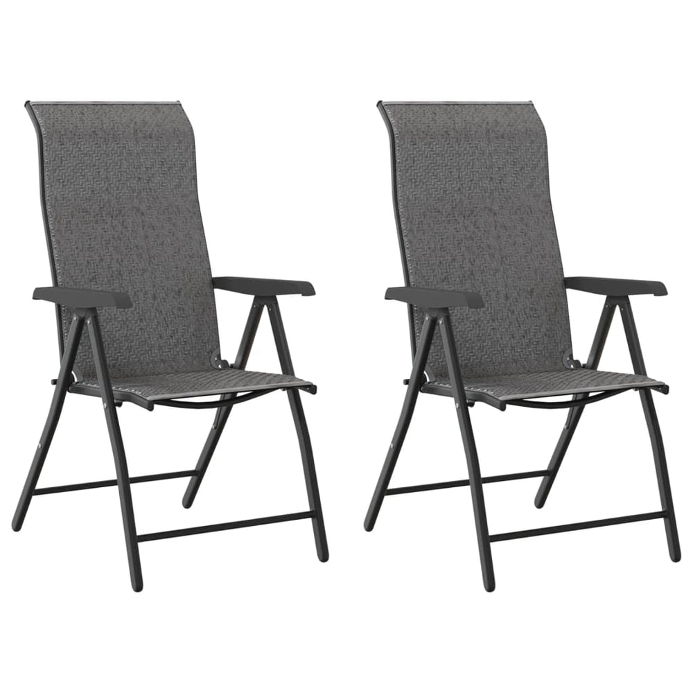 Gartenstühle 2er Set Klappbar Grau Rattan
