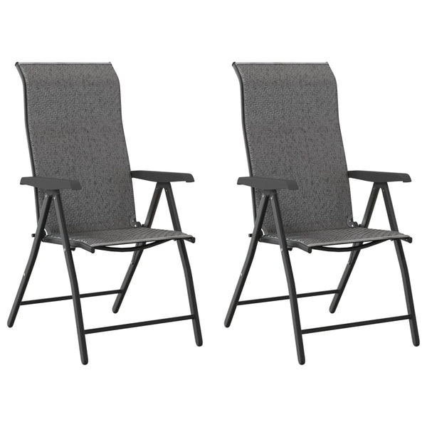 Gartenstühle 2er Set Klappbar Grau Rattan