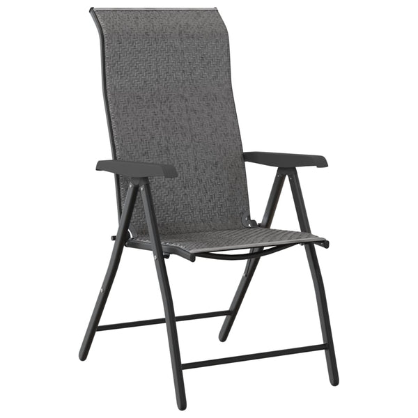 Gartenstühle 2er Set Klappbar Grau Rattan