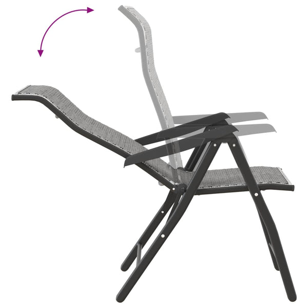 Gartenstühle 2er Set Klappbar Grau Rattan