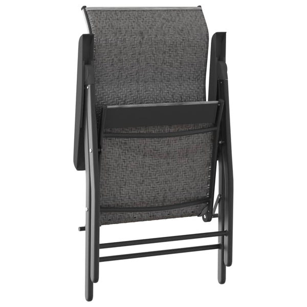 Gartenstühle 2er Set Klappbar Grau Rattan