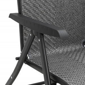 Gartenstühle 2er Set Klappbar Grau Rattan