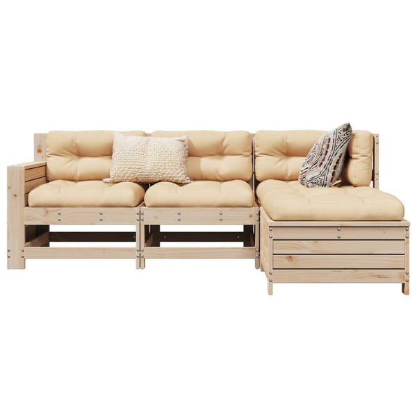 vidaXL 4-Piece Garden Sofa Set Solid Pine Wood