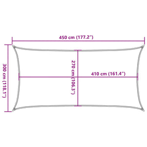 Rechteckiges Sonnensegel Hellgrau 3x4,5m
