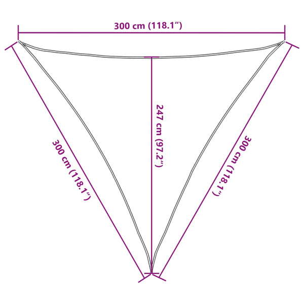 Dreieckiges Sonnensegel Hellgrau 3x3x3 m