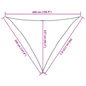Dreieckiges Sonnensegel Hellgrau 3,5x3,5x4,9m