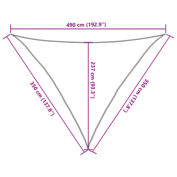 Dreieckiges Sonnensegel Hellgrau 3,5x3,5x4,9m