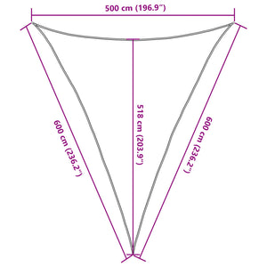 Dreieckiges Sonnensegel Hellgrau 5x6x6 m